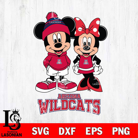 Arizona Wildcats Mickey Minnie Mouse Cute Football Svg Eps Dxf Png File, NCAA svg , File Cut , Digital Download , Instant Download, Cut Svg Files