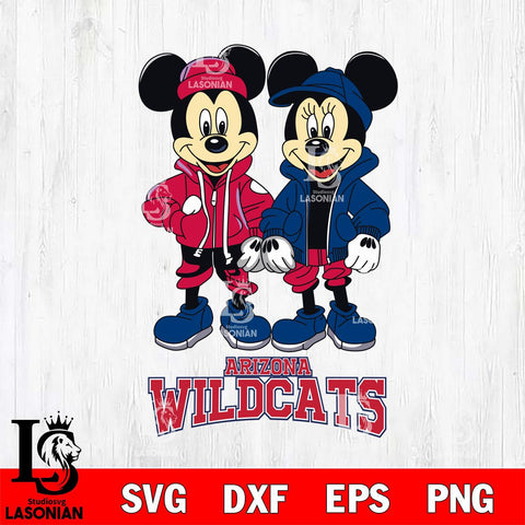 Arizona Wildcats Mickey Minnie Mouse Football Svg Eps Dxf Png File, NCAA svg , File Cut , Digital Download , Instant Download, Cut Svg Files