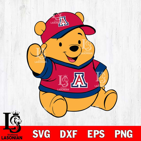 Arizona Wildcats Pooh Bear Svg Eps Dxf Png File, NCAA svg, Digital Download, Instant Download