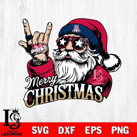 Arizona Wildcats Rock Santa Claus Football Svg dxf eps png pdf file,NCAA svg,Digital Download,Cricut file