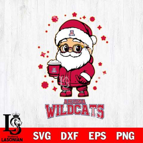 Arizona Wildcats Santa Claus Coffe Svg dxf eps png pdf file,NCAA svg,Digital Download,Cricut file