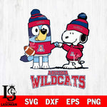 Arizona Wildcats Snoopy & Bluey Football Svg Eps Dxf Png File,NCAA Svg Files,Chill Guy svg ,Digital Download ,Instant Download, Cricut File