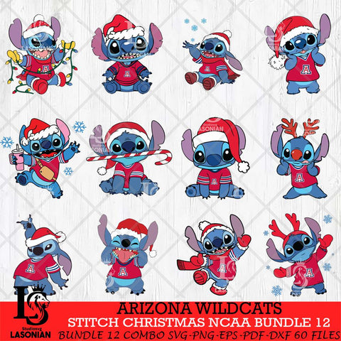 Arizona Wildcats Stitch Christmas NCAA Bundle 12 Svg Eps Dxf Png File, Digital Download, Instant Download