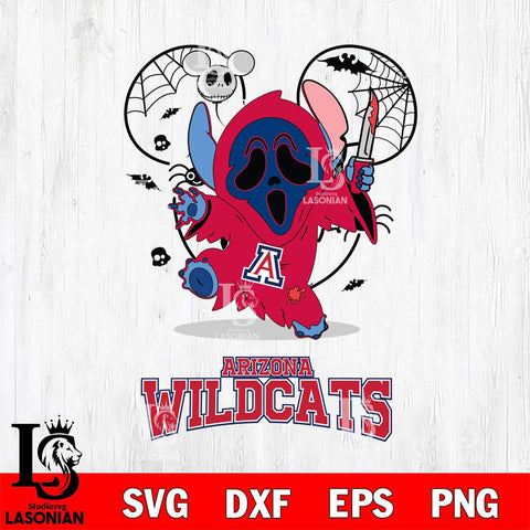 Arizona Wildcats Stitch Ghost Face Halloween 2 Svg Eps Dxf Png File, Digital Download, Instant Download