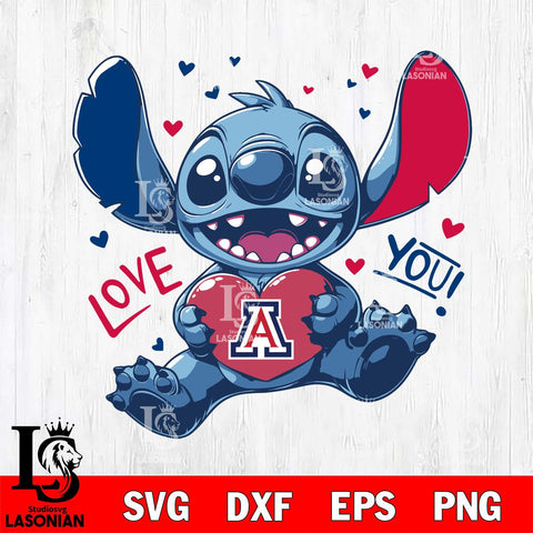 Arizona Wildcats Stitch Love Svg Eps Dxf Png File, NCAA svg, Digital Download, Instant Download