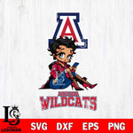 Arizona Wildcats Style Black Fan Girl Betty Boop, Svg Eps Dxf Png File, Digital Download