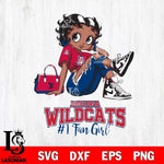 Arizona Wildcats #1 Black Fan Girl Betty Boop, Svg Eps Dxf Png File, Digital Download