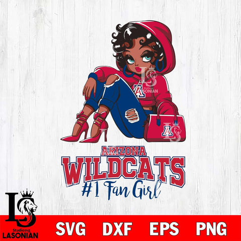 Arizona Wildcats #1 beauty Black Fan Girl, Svg Eps Dxf Png File, Digital Download