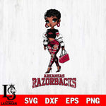 Arkansas Razorbacks Beautiful Black Fan Girl, Svg Eps Dxf Png File, Digital Download