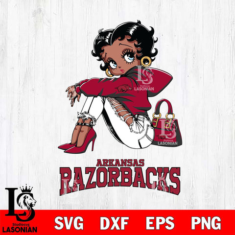 Arkansas Razorbacks Betty Boop Black Fan Girl Svg Eps Dxf Png File, Digital Download, Instant Download