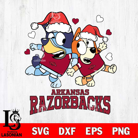 Arkansas Razorbacks Bluey Christmas NFL Svg Eps Dxf Png File, Digital Download