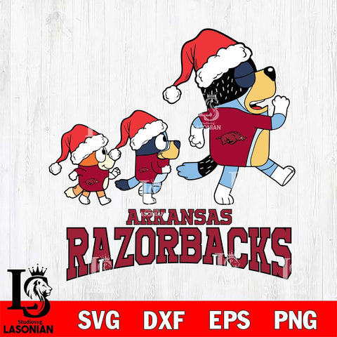 Arkansas Razorbacks Bluey Family Christmas Svg Eps Dxf Png File, Digital Download