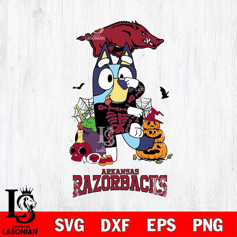 Arkansas Razorbacks Bluey Halloween NCAA 2 Svg Eps Dxf Png File, Digital Download, Instant Download