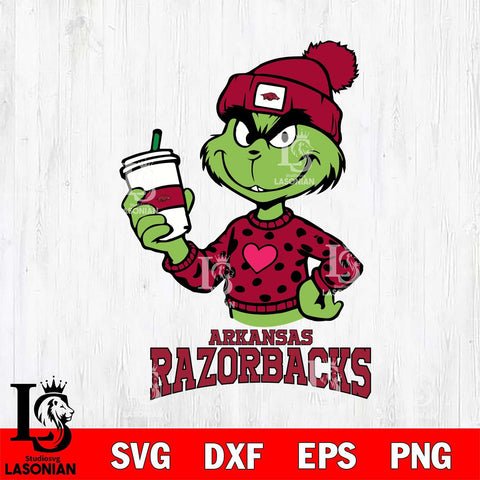 Arkansas Razorbacks Boujee Grinch Heart Christmas Cut Files Cricut, Svg Dxf Eps Png file, Digital download , Silhouette