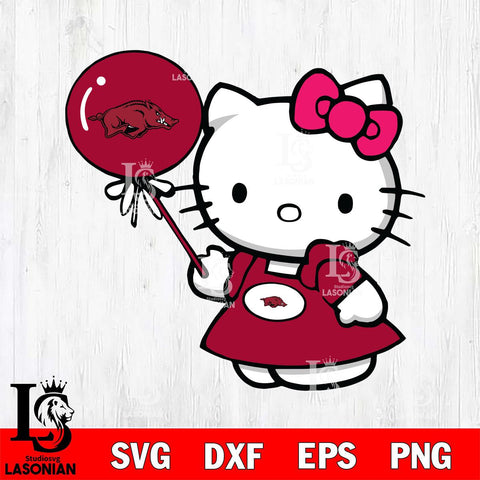 Arkansas Razorbacks Cute Hello Kitty 2 Svg Eps Dxf Png File, Digital Download, Instant Download