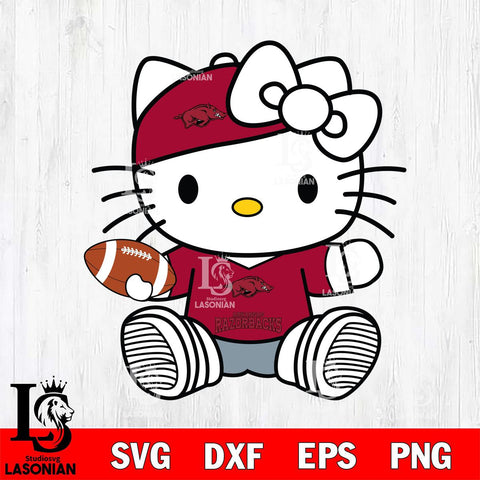 Arkansas Razorbacks Cute Hello Kitty Football 11 Svg Eps Dxf Png File, NCAA svg, Digital Download, Instant Download