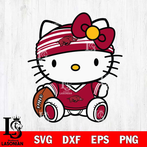 Arkansas Razorbacks Cute Hello Kitty Football 12 Svg Eps Dxf Png File, NCAA svg, Digital Download, Instant Download