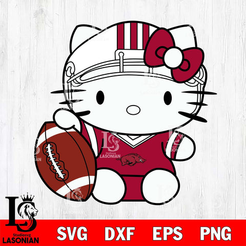 Arkansas Razorbacks Cute Hello Kitty Football 5 Svg Eps Dxf Png File, NCAA svg, Digital Download, Instant Download