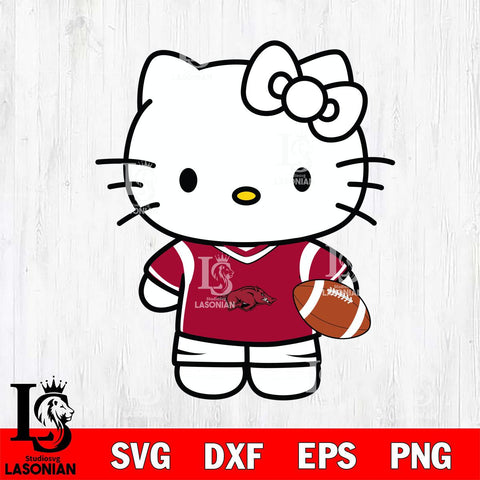 Arkansas Razorbacks Cute Hello Kitty Football 8 Svg Eps Dxf Png File, NCAA svg, Digital Download, Instant Download