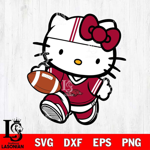 Arkansas Razorbacks Cute Hello Kitty Football 9 Svg Eps Dxf Png File, NCAA svg, Digital Download, Instant Download