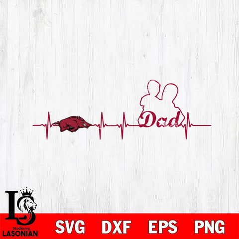 Arkansas Razorbacks Father Heart Beat Svg Eps Dxf Png File, Digital Download, Instant Download