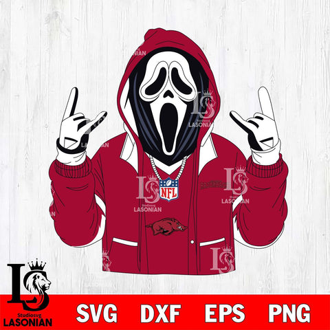 Arkansas Razorbacks Ghostface Scream Football Halloween Svg Eps Dxf Png File, NCAA svg, Digital Download, Instant Download