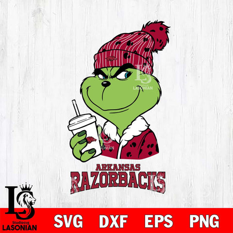 Arkansas Razorbacks Grinch Cofffe Christmas Cut Files Cricut, Svg Dxf Eps Png file, Digital download , Silhouette