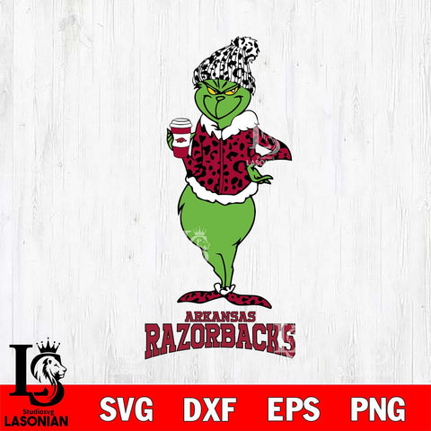 Arkansas Razorbacks Grinch Leopard Coffee Svg Eps Dxf Png File, Digital Download, Instant Download