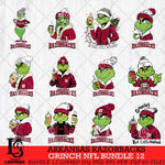 Arkansas Razorbacks Grinch NCAA  Bundle 12 SVG Eps Dxf Png File, Digital Download, Instant Download