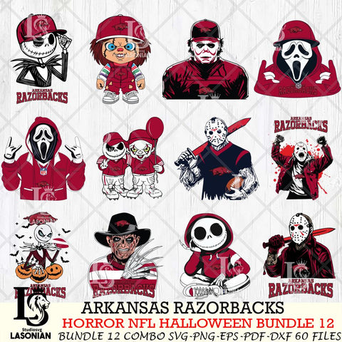 Arkansas Razorbacks Halloween Bundle 12 SVG Svg Eps Dxf Png File, NCAA bundle svg, Digital Download, Instant Download