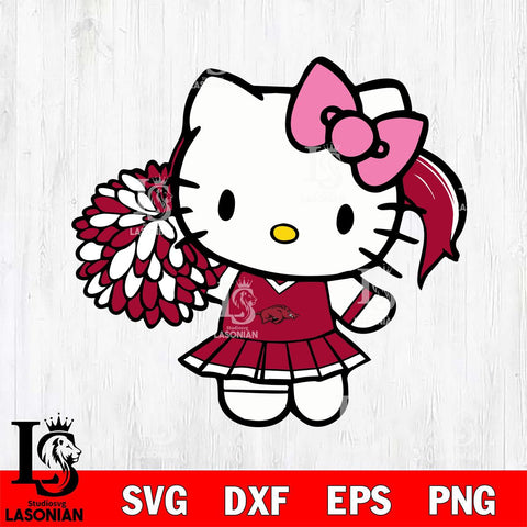 Arkansas Razorbacks Hello Kitty Cheerleader 12 Svg Eps Dxf Png File, Digital Download, Instant Download