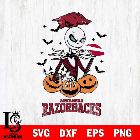 Arkansas Razorbacks Jack Skellington 2 halloween Svg Eps Dxf Png File, NCAA svg, Digital Download, Instant Download