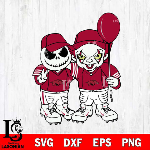 Arkansas Razorbacks Jack Skellington And Pennywise Football Svg Eps Dxf Png File, NCAA svg, Digital Download, Instant Download