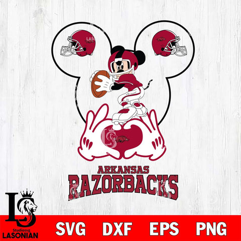 Arkansas Razorbacks Mickey Heart Rugby Svg Eps Dxf Png File, Digital Download ,Instant Download, Cricut File