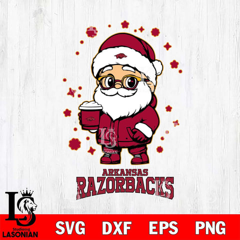 Arkansas Razorbacks Santa Claus Coffe Svg dxf eps png pdf file,NCAA svg,Digital Download,Cricut file