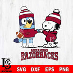 Arkansas Razorbacks Snoopy & Bluey Football Svg Eps Dxf Png File,NCAA Svg Files,Chill Guy svg ,Digital Download ,Instant Download, Cricut File