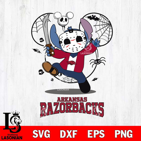 Arkansas Razorbacks Stitch jason voorhees Halloween Svg Eps Dxf Png File, Digital Download, Instant Download