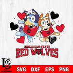 Arkansas State Red Wolves Bluey & Bingo 10 Svg Eps Dxf Png File, NCAA svg, Digital Download, Instant Download