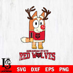 Arkansas State Red Wolves Bluey Chilli Christmas Deer Svg Eps Dxf Png File, Digital Download