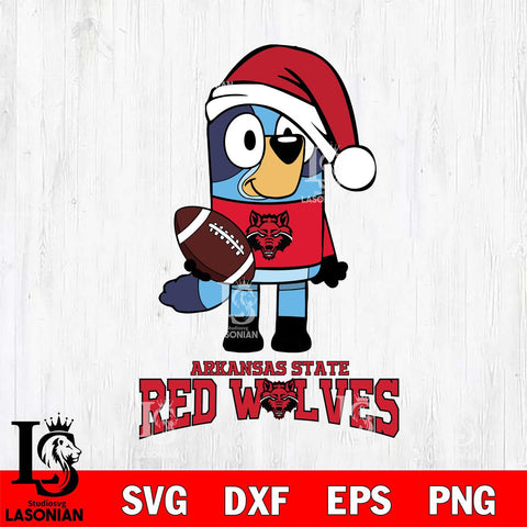 Arkansas State Red Wolves Bluey Christmas Svg Eps Dxf Png File, Digital Download