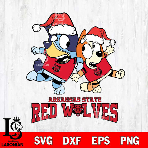 Arkansas State Red Wolves Bluey Christmas Holiday Svg Eps Dxf Png File, Digital Download