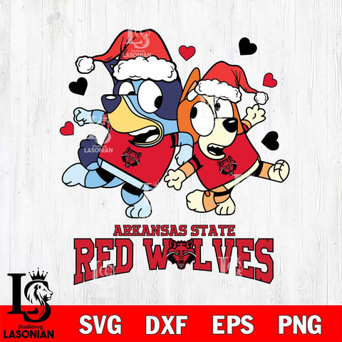 Arkansas State Red Wolves Bluey Christmas NFL Svg Eps Dxf Png File, Digital Download