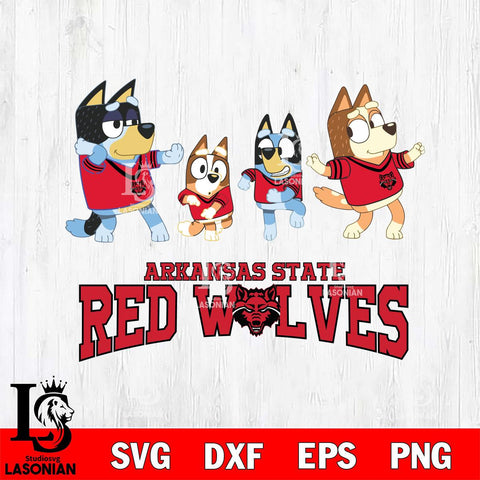 Arkansas State Red Wolves Bluey Dance Mode Squats Svg Eps Dxf Png File, Digital Download, Instant Download