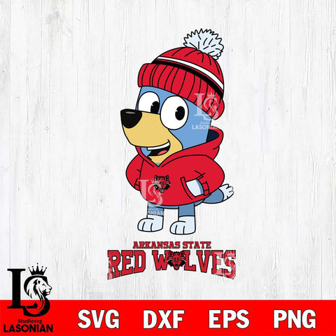 Arkansas State Red Wolves Bluey Hoodie Sport Svg Eps Dxf Png File, Digital Download ,Instant Download, Cricut File