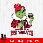 Arkansas State Red Wolves Boujee Grinch Leopard Christmas Cut Files Cricut, Svg Dxf Eps Png file, Digital download , Silhouette