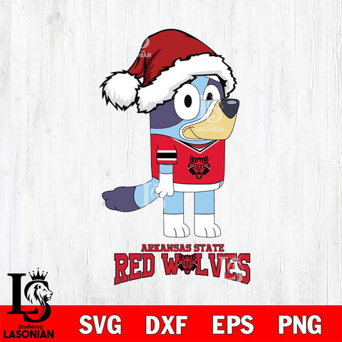 Arkansas State Red Wolves Christmas Bluey Hat Cut Files,Bluey Cricut,Christmas Svg , Bluey svg , Digital Download, dxf eps png pdf file