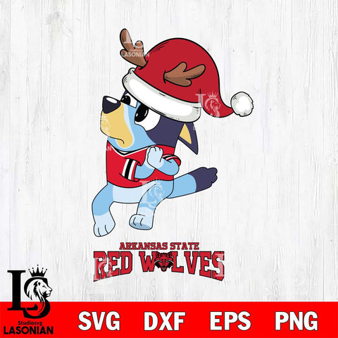 Arkansas State Red Wolves Christmas Bluey Santa Claus Cut Files,Bluey Cricut,Christmas Svg , Bluey svg , Digital Download, dxf eps png pdf file