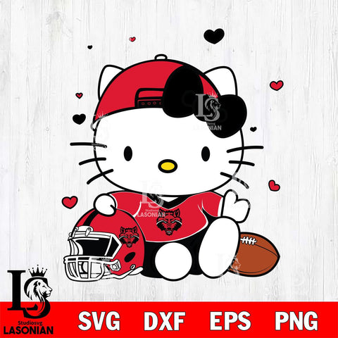 Arkansas State Red Wolves Cute Hello Kitty Football Svg Eps Dxf Png File, NCAA svg, Digital Download, Instant Download