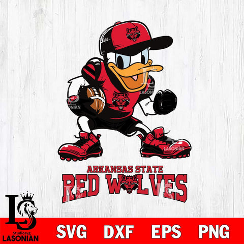 Arkansas State Red Wolves Donal Duck Disney, Svg Eps Dxf Png File, Digital Download