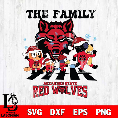 Arkansas State Red Wolves Family Bluey Christmas Svg Eps Dxf Png File, Digital Download